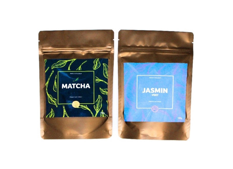 thé matcha + thé vert jasmin pour bubble tea de chez Nostea