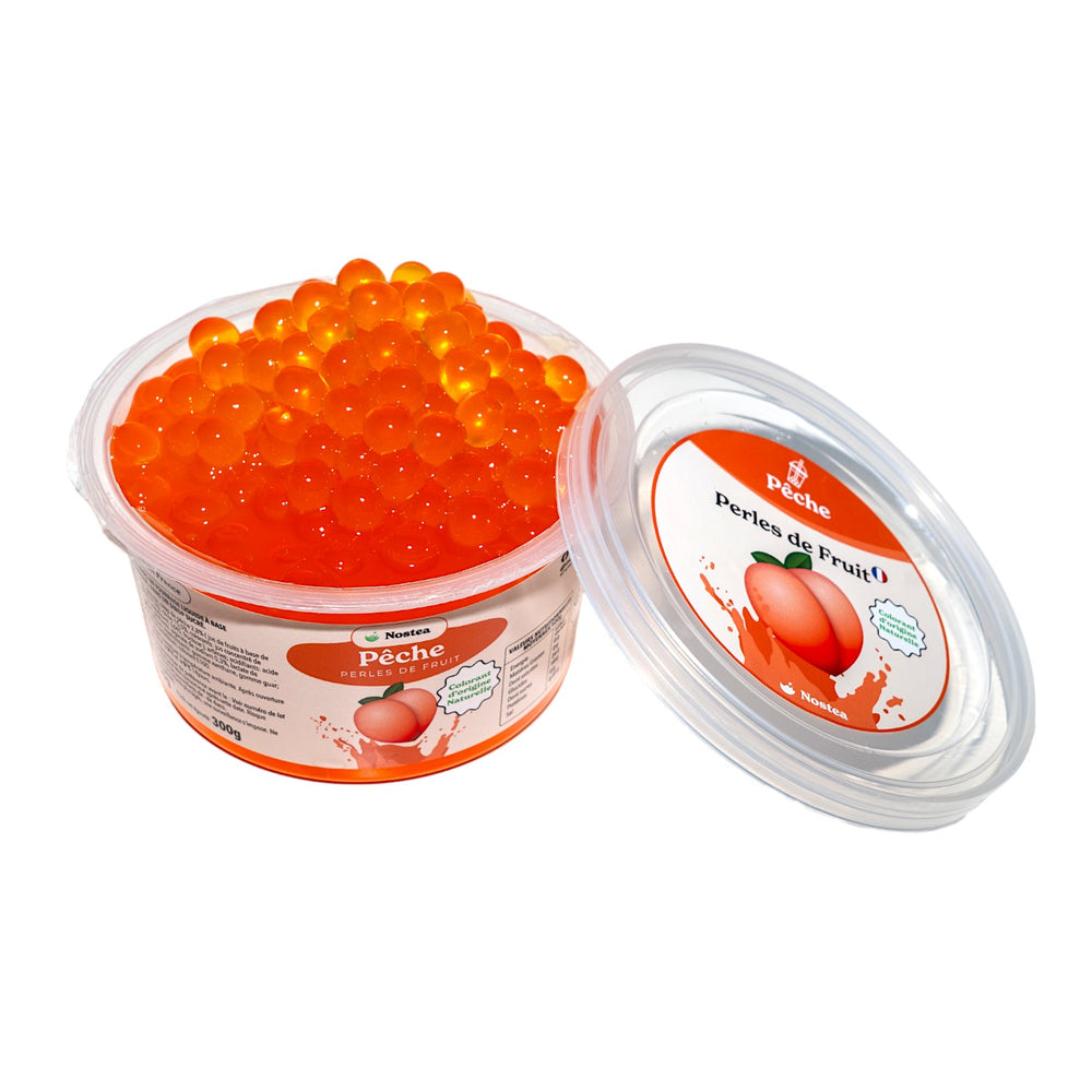 petit pot de perles de bubble tea fruit - pêche