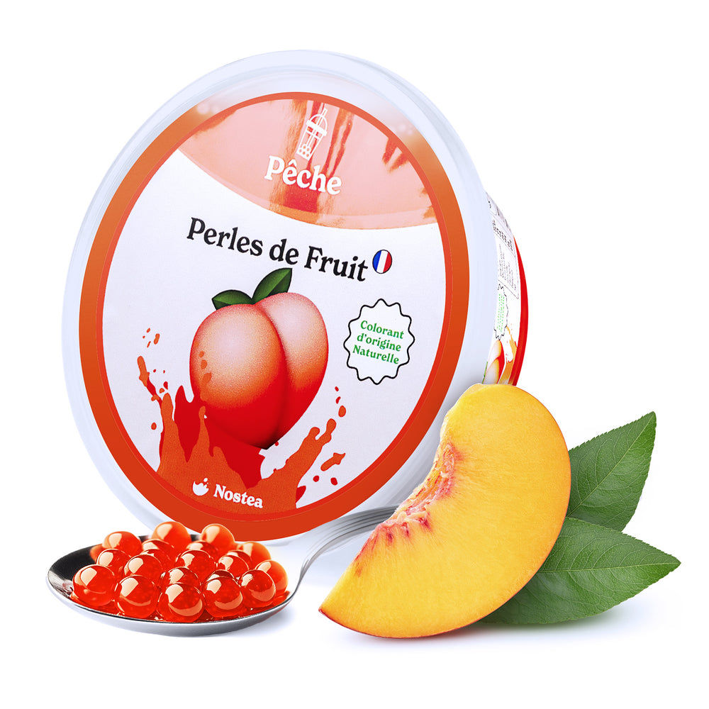 petit pot de perles de bubble tea fruit - pêche