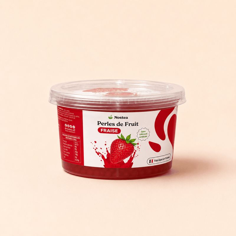 petit pot de perles de bubble tea fruit - fraise