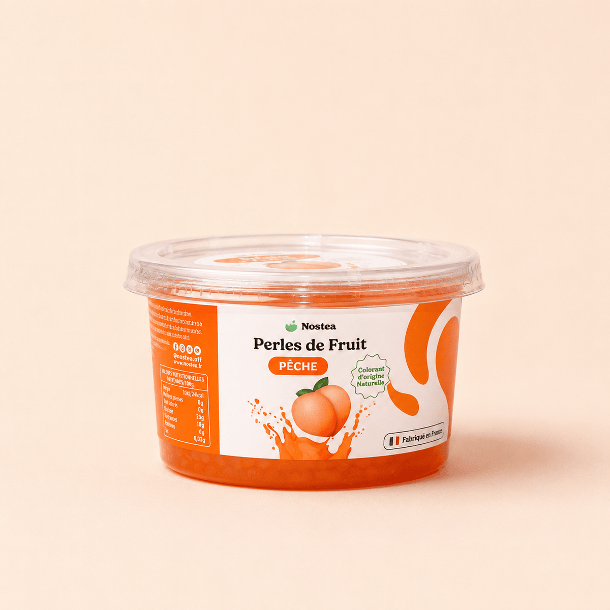 petit pot de perles de bubble tea fruit - pêche